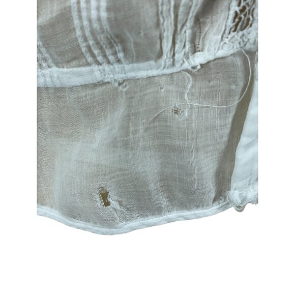 Edwardian white blouse pigeon front with embroidery, cuto outs and pleats Size M - Picture 8 of 8